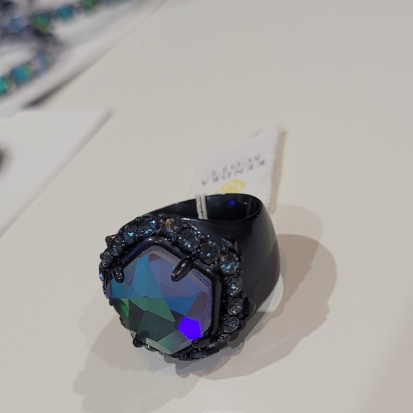 NWT Kendra Scott Statement Ring Indigo Dichroic Navy Gunmetal size 7 - Picture 5 of 7